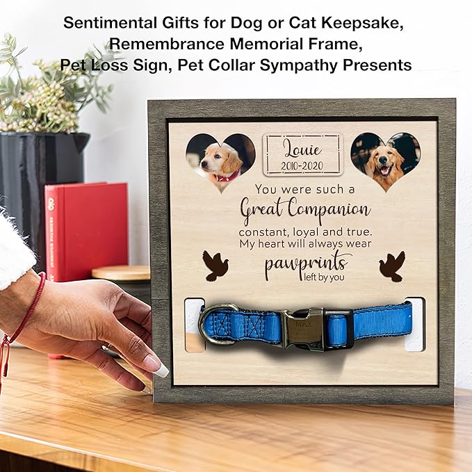 Personalized Dog Collar Frame Pet Loss Sign Ever Gifts With Heartfelt Sentimental Quote For Someone Who Lost A Pet Collar Memorial Keepsake Uploaded Picture Frame Remembrance Home Decor Desk