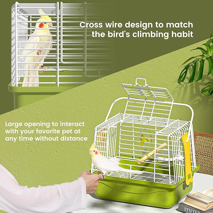 BAGHBPM Small Bird cage,Travel Cage for Birds and Small Animals, Parakeet cage,Bird Carrier Travel cage,Bird Travel cage, jaulas para pájaros,Green,(Size:S,M,L) (M)