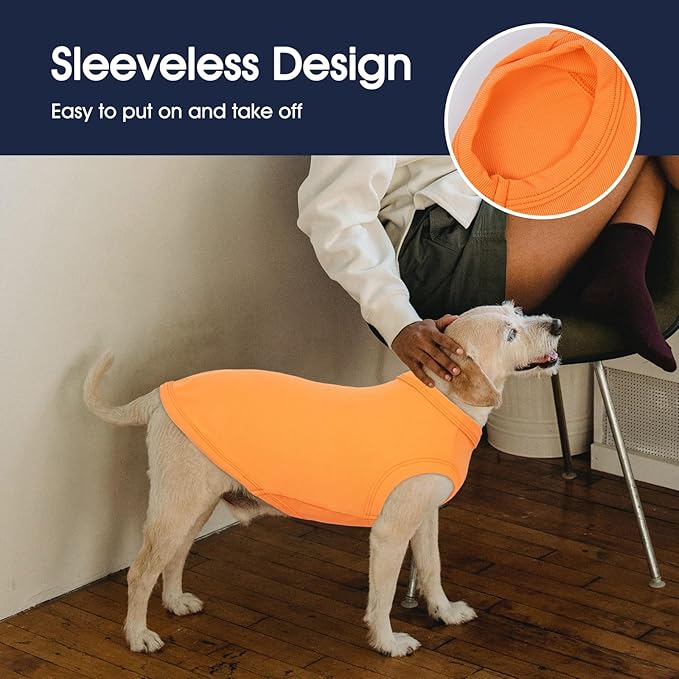 IECOii 2 Pack Dog Tee Shirts for Large Dogs,Breathable & Lightweight T-Shirts for Hot Weather,Soft Stretchy for Active Dogs - Non-Restrictive for Running & Play,Summer Outdoor Wear,Orange+Stripes,2XL