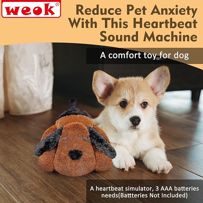 Heartbeat Puppy for Dogs, Helps for Anxiety Relief and Calming, Stuffed Animal Anxiety Calming Behavioral Puppy Heartbeat Toy Sleep aid for Cats Pets(for Small Breeds)