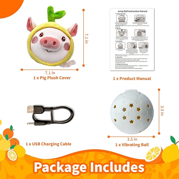 Interactive Dog Toys, Moving Dog Toy Ball, Automatic Bouncing Rolling Squeaky Dogs Toys to Keep Them Busy for Small Medium Dogs Puppy with Jumping Music Talking Mode(Pig)