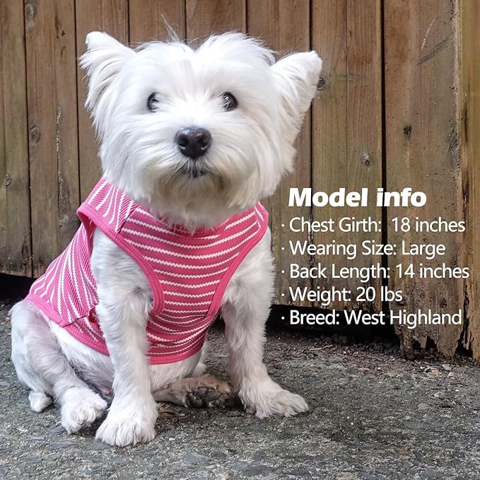 KYEESE 2Pack Dog Shirts Striped Soft Stretchy Dog T-Shirts Lightweight Tank Top Sleeveless Vest Breathable Pet Apparel, XX-Large, Rose Red+Blue