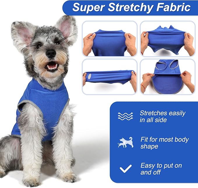 cyeollo 2 Pack Fleece Dog Sweater Pullover Dog Sweatshirt Reflective Lightweight Sweaters Doggie Clothes for Small Dogs Boy Girl Pet Apparel Blue, Mist Blue, L