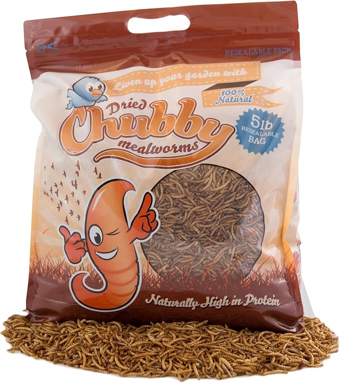 5Lb Chubby Dried Mealworms High Protein Treat for Chickens, Ducks & Birds