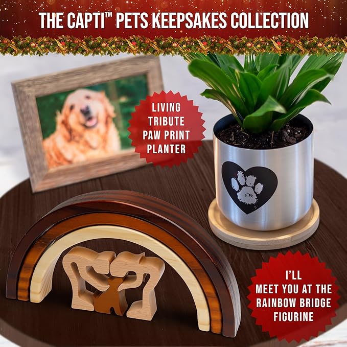 Capti Rainbow Bridge Dog Memorial Gifts, Pet Memorial - I'll Meet You at The Rainbow Bridge - Pet Loss Gifts, Bereavement, Sympathy Keepsake Dog Mom, Dog Dad for Loss of Pet (Dog and Family)