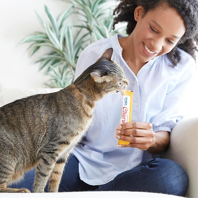 INABA Churu Cat Treats, Lickable, Squeezable Creamy Purée Cat Treat with Green Tea Extract & Taurine, 0.5 Ounces Each Tube, 20 Tubes, Chicken Variety Box