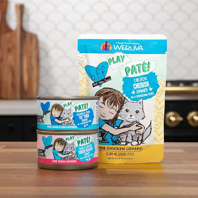 Weruva B.F.F. Play - Best Feline Friend Paté Lovers, Aw Yeah!, Chicken, Duck & Turkey Take a Chance with Chicken, Duck & Turkey, 5.5oz Can (Pack of 8)