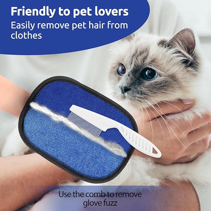 SAWMONG Pet Hair Removal Glove, 2Pcs Cat & Dog Reusable Pet Hair Remover Gloves 2025 New Upgrade, Grooming Pet Hair Remover Tool