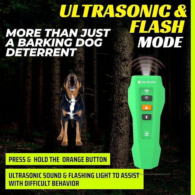 BarxBuddy 2nd Gen Dog Bark Deterrent Devices | Long Range Ultrasonic | Bark Collar Alternative | Dog Training Indoor/Outdoor | Rechargeable Anti Bark Device for Dogs
