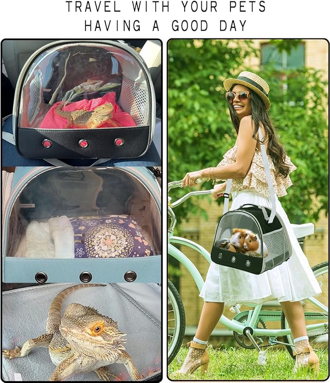 Rabbit Travel Carrier,Lizards Carrier, Small Animal Travel Bag for Bunny Sugar Glider Hedgehog Rat Parrot Bird Guinea Pig, Portable Guinea Pig Travel Cage for 2