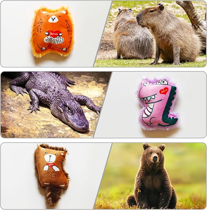 Cat Toys Catnip Toys Soft Plush Catmint Interactive Cat Kicker Toys with Crinkle Sound for Indoor Kitten (4+2 Happy Critters and Magic Dice)