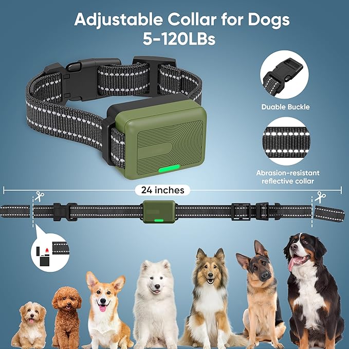 Dog Shock Collar 2 Dogs (5-120Lbs) - 4500FT Dog Training Collar with 3 Training Modes, Security Lock,IP67 Waterproof&Rechargeable e-Collar with Remote for All Breeds (Light Green)