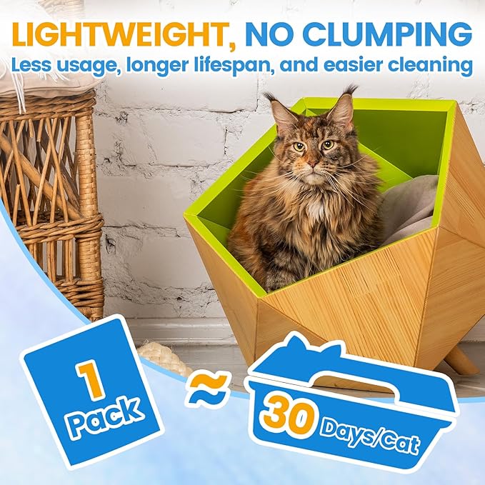 NEWORD Crystal Cat Litter Non Clumping Crystal Litter - 8LBs 99.99% Dust Free Fresh Scented Cat Litter Crystals - Superior Odor Control Lightweight Soft on Paws