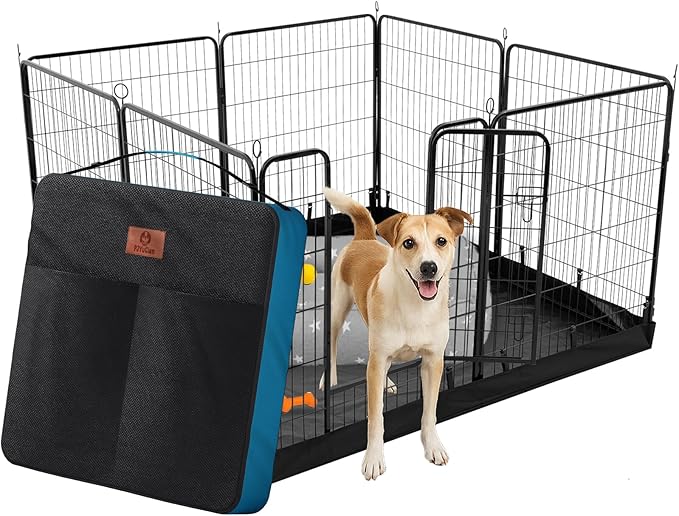 PJYuCien Dog Playpen Plus Storage Bag, 24" H 8 Panels Puppy Pen with Square Bottom, Heavy Duty Dog Fence for Puppies/Small Dogs