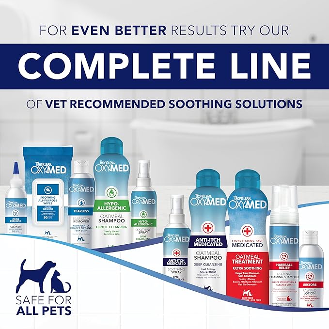 TropiClean Oxymed Medicated Cat & Dog Shampoo and Conditioner Set for Itchy Skin, Skin Soothing Oatmeal Shampoo & Conditioner for Dogs & Cats | Set of 2