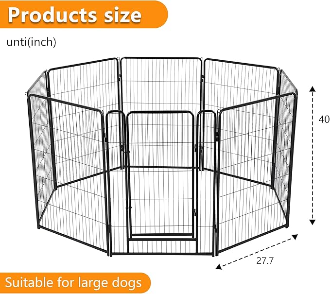 BestPet Indoor Dog Playpen,40inch 8 Panels Dog Pen Fence Outdoor Pet Playpen with Gravity Lock & Wide Door Pet Exercise Pen for RV Camping Yard, Black