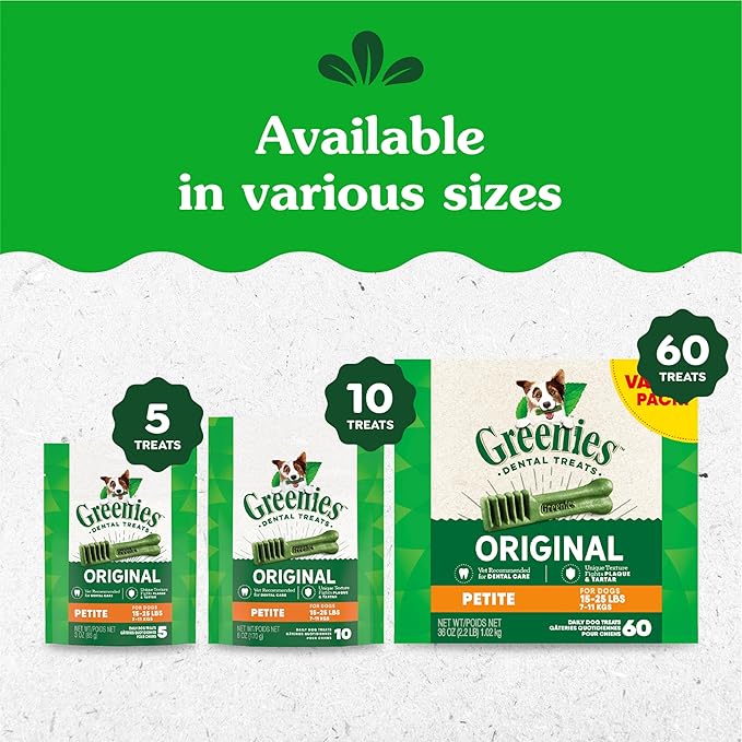 Greenies Original Petite Dental Dog Treats, 54 oz. Pack (90 Treats)