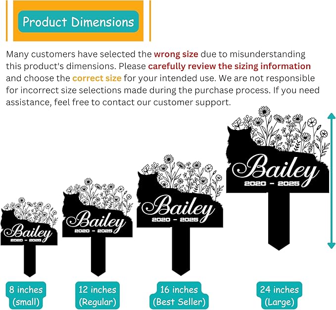 Cat Headstone and Grave Marker – Personalized Outdoor Grave Marker for Pets with Custom Name and Year, Durable Metal Cat Tombstone for Garden Tribute