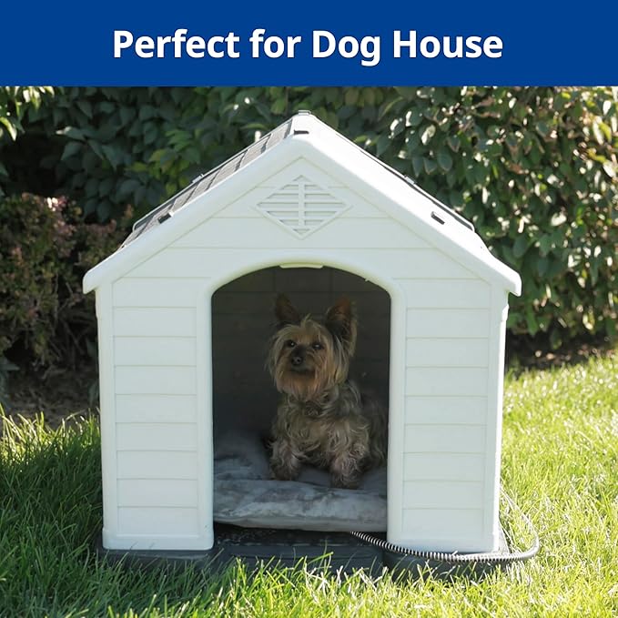 Outdoor Heated Cat Bed, Soft Pet Heating Pad with Steel-Wrapped Cord, Outside Pet Warmer for Feral Cats and Dogs, 15.7" x 11.8", 30 Watts