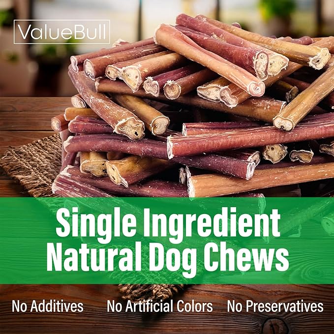 ValueBull Bully Sticks for Small Dogs, Thin 6 Inch, 100 Count Bulk Pack - All Natural, Grass Fed, Single Ingredient, Long Lasting Dog Treats