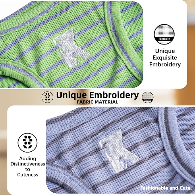 Koneseve Dog Shirt 2 Pack Breathable Sleeveless Vest, Stretchy & Soft, Purple & Vivid Green Size 4XL