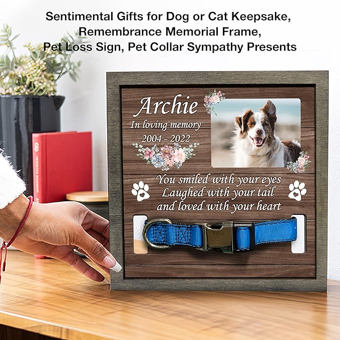 Personalized Dog Collars Pet Loss Gifts Dogs Grieving Picture Frame Pet Remembrance Heartfelt Sentimental Quote Memorial Plaques for Dogs and Cat Picture Frames Christmas Plaque Birthday Gifts