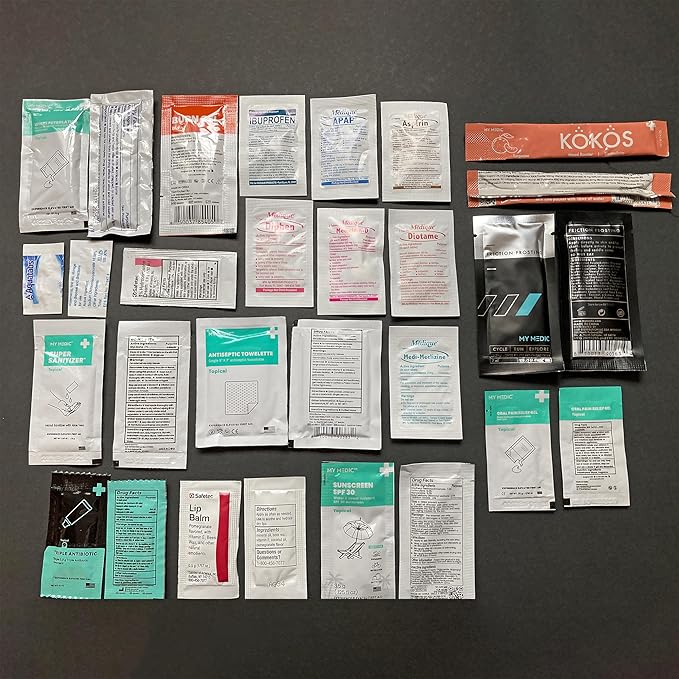 My Medic Sidekick - Camping Hiking and Backpacking First Aid Kit - 70 Items - HSA and FSA Eligible - Small Ifak Great For Travel or Motorcycle - Portable Emergency Kit – Black