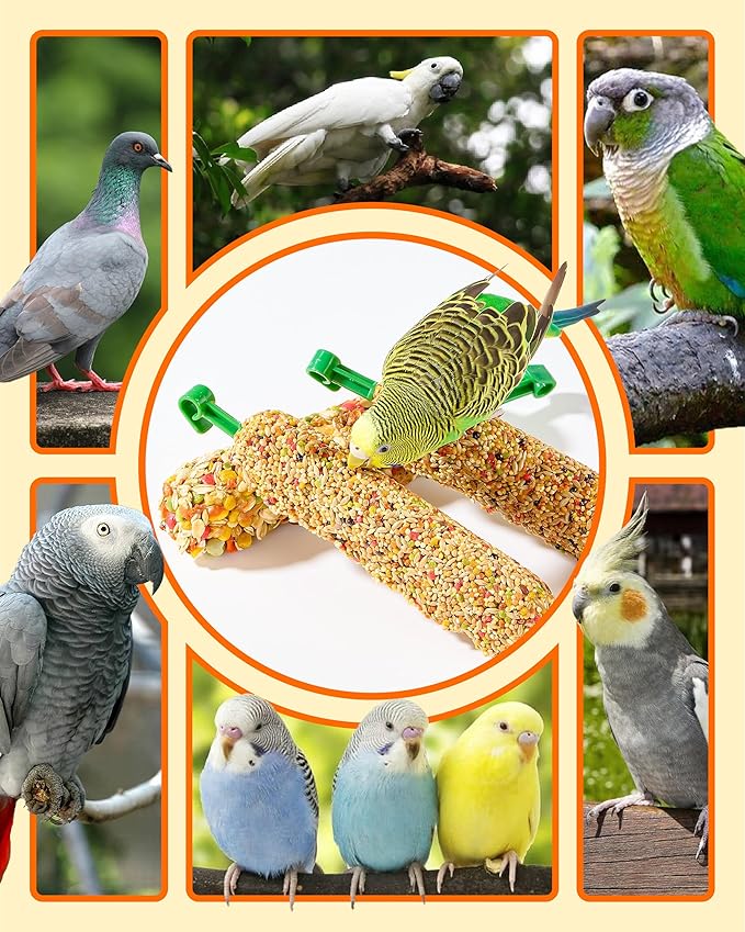 BUCATSTATE 3 Sticks Parakeet Treats Honey Treat Sticks, Natural Bird Treats Vegetable & Grains Flavor Cockatiel Treats, Pet Bird Treat Toy for Parrot Conure Budgie Lovebird
