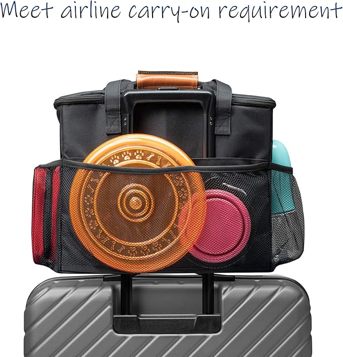 Unique Dog Travel Bag - Dog Traveling Luggage Set for Dogs Accessories - Include Pet First Aid Bag with Case Tags, Elevated Bowl Stand, 2X Food Storage Containers, 2X Dog Stainless Steel Bowls.