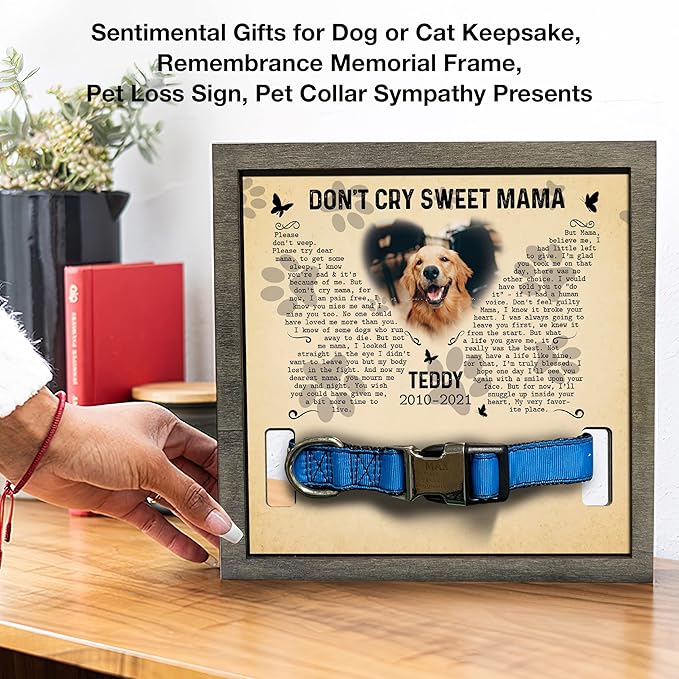 Personalized Dog Frame - Pet Loss Sign With Heartfelt Sentimental Quote for Someone Who Lost a Dog or Cat - Customized Memorial Keepsake Remembrance Home Decor for Birthday or Xmas