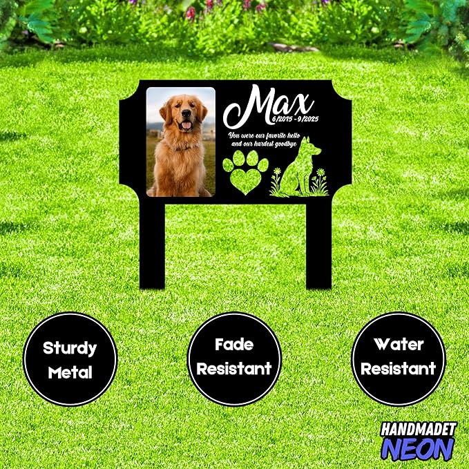Personalized Dog Memorial Plaque Garden Stake with Photo, Custom Picture UV Printed Metal Grave Marker, Image in Loving Memory Outdoor Decor Pet Loss Sympathy Gifts for Dogs Lover