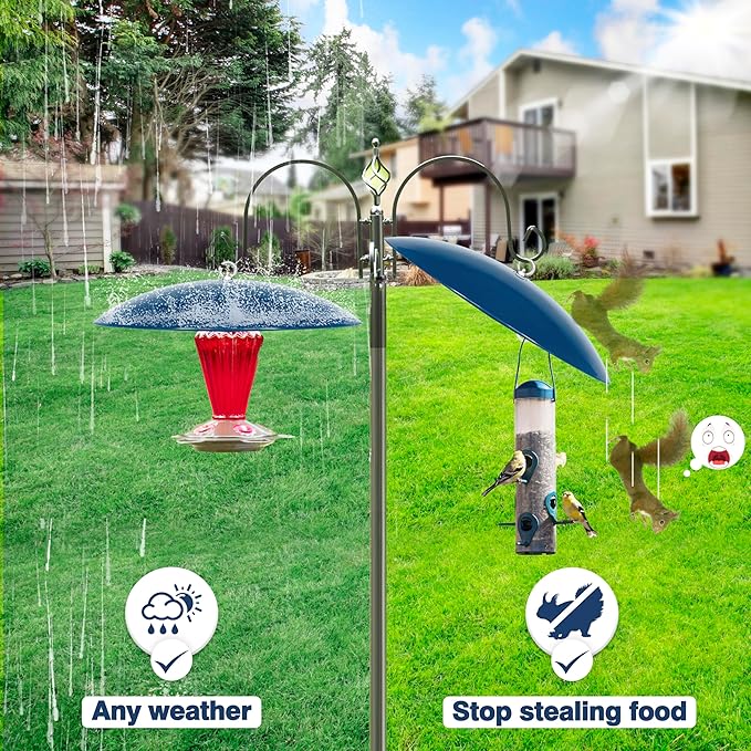 13" Bird Feeder Rain Cover,Bird House Dome,Hummingbird Feeder Guard, Proof for Shepherd's Hook Outdoors, (Blue), 4Pack