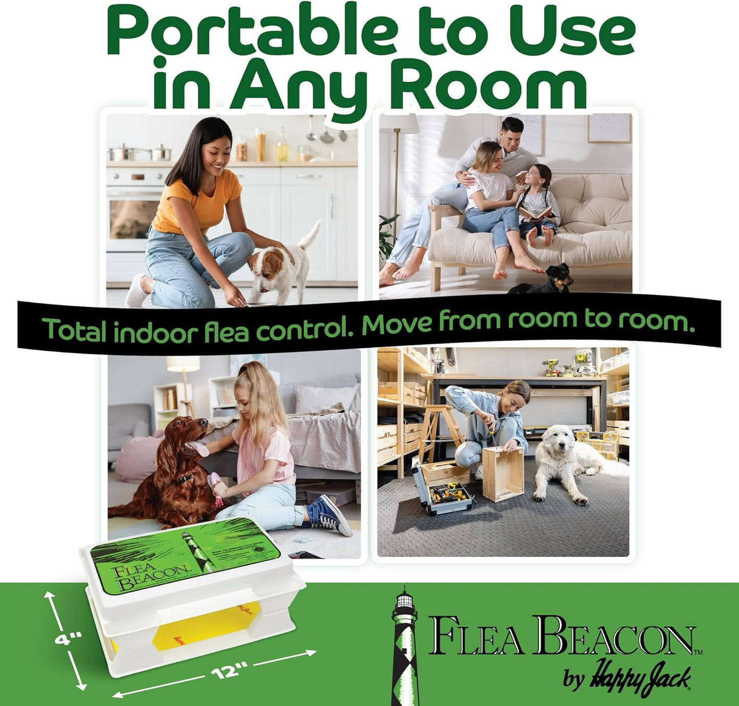 Happy Jack Flea Beacon Kill Fleas in House, Attracts, Traps Indoor Bugs, Breaks Breeding Cycle Before Adults Lay Eggs, Safe, Fast, & Clean Way to Get Rid of Indoor Pests, Made in USA