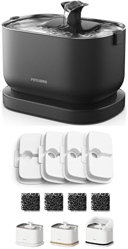 Bundle of PETLIBRO Cat Water Fountain, Cordless Pet Water Fountain Battery Operated+4 Packs Cat Fountain Filter Replacement & Sponges for Dockstream WF106/WF116//WF105/WF115/WF005/WF305