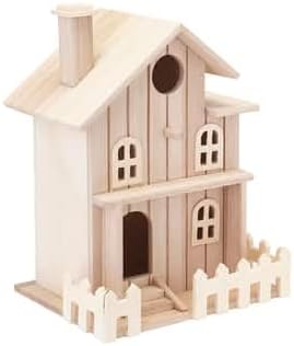 8.5" Wooden Two-Story Cottage Birdhouse by Make Market - Unfinished Hanging Birdhouse Made of 100% Wood, Outdoor Nesting Boxes - 1 Pack