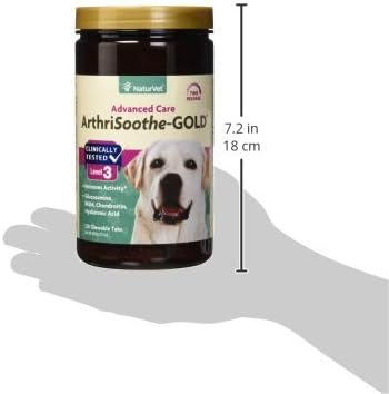 NaturVet – ArthriSoothe-GOLD – Level 3 Advanced Joint Care | Clinically Tested to Support Connective Tissue, Cartilage Health & Joint Movement | Enhanced with Glucosamine, MSM, Chondroitin & Green Lipped Mussel | For Dogs & Cats | 120 Chewable Tablets