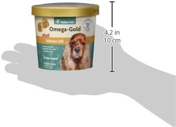 NaturVet – Omega-Gold Plus Salmon Oil | Supports Healthy Skin & Glossy Coat | Enhanced with DHA, EPA, Omega-3 & Omega-6 | for Dogs & Cats | 90 Soft Chews