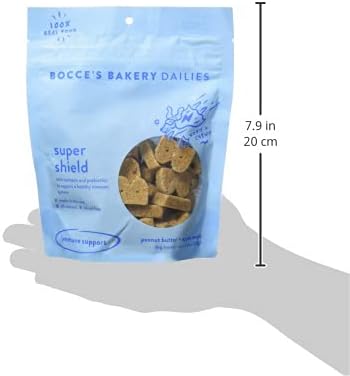 Bocce's Bakery Dailies Super Shield Dog Treats for Immune Support, Wheat-Free Dog Treats, Made with Real Ingredients, Baked in The USA, All-Natural Soft & Chewy, Peanut Butter & Apple, 6 oz