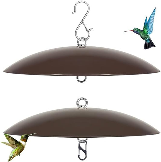 13" Bird Feeder Dome, Hummingbird Feeder Rain Guard, Bird Feeder Cover,Baffle for Bird Feeder Pole, (Brown),2 Pack
