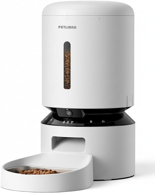 PETLIBRO Automatic Cat Feeder with Camera, 1080P HD Video with Night Vision, 5G WiFi Pet Feeder with 2-Way Audio, Low Food & Blockage Sensor, Motion & Sound Alerts for Cat & Dog Single Tray