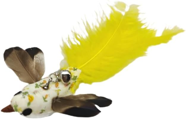 Variety Play Set, 5 Pack Refills for Wand and Fishing Poles, Spring Wires, Door/Wall Hang Ropes. 2 Bird, 2 Feather & Windmill Cat Toys - Bells & Easy Clip-On