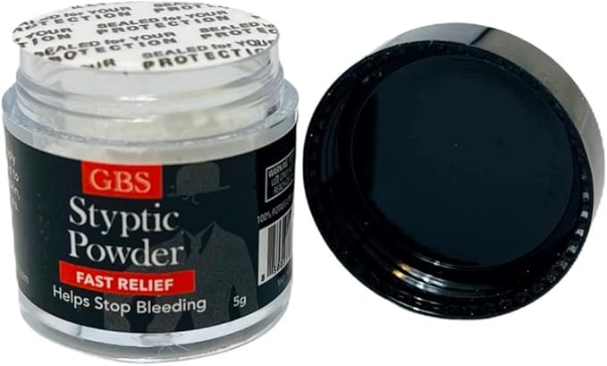 Styptic Powder Jars – Professional Grooming First Aid for Shaving Nicks, Razor Cuts & Razor Burn – Quick Healing Blood Stop Powder, 3 Pack (.18 oz Each)