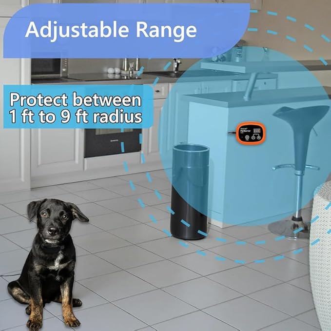 Indoor Pet Barrier for 2 Dogs,Wireless Indoor Electric Fence,Pet Gate, Keeps Areas Off Limits,Dog Home Proofing, Waterproof/Rechargeable/Beep/Static Training Collar,Orange Kit