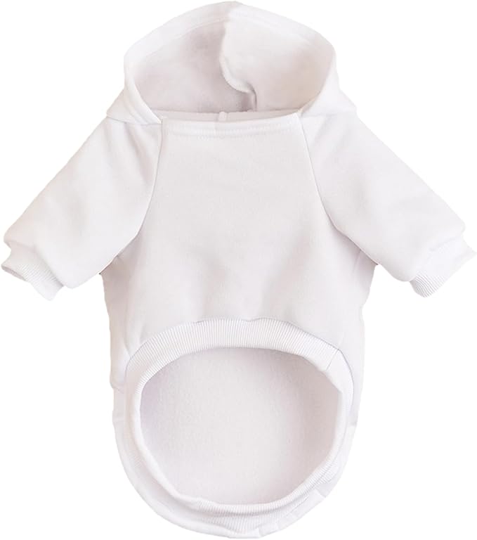 Jecikelon Winter Dog Hoodie Sweatshirts with Pockets Warm Dog Clothes for Small Dogs Chihuahua Coat Clothing Puppy Cat Custume (White, XX-Small)