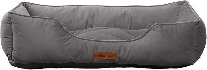 Modern Threads Luxury Dog Bed - Comfortable Tufted Velvet Cushion for Small to Large Dogs - Machine Washable - Durable & Cute Sleep Space for Pets - Pamper Your Pet with Cozy Beds - Charcoal