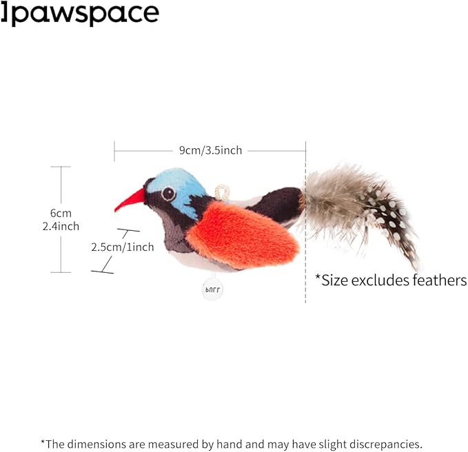 Catnip Cat Toys Boredom Relieve Teeth and Kicking Feather Cat Toys Interactive with Lifelike Chirp Sound Chirping Bird Kitten Toy Real Feather (2 Pack Bird)