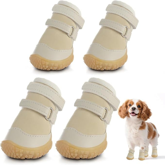 Dog Shoes for Small Dogs, Breathable Dog Boots Paw Protector for Hot Pavement Winter Snow, Dog Booties with Rugged Anti-Slip Sole for Hardwood Floors Outdoor Walking Light Khaki Size 2