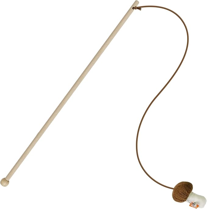 TTcat Cat Wand Toy for Indoor Cats, Natural Wood Cat Wand Toy with Mushroom Catnip Toy,Interactive Cat Toy Kitten Toy for Indoor Cats to Play Chase Exercis