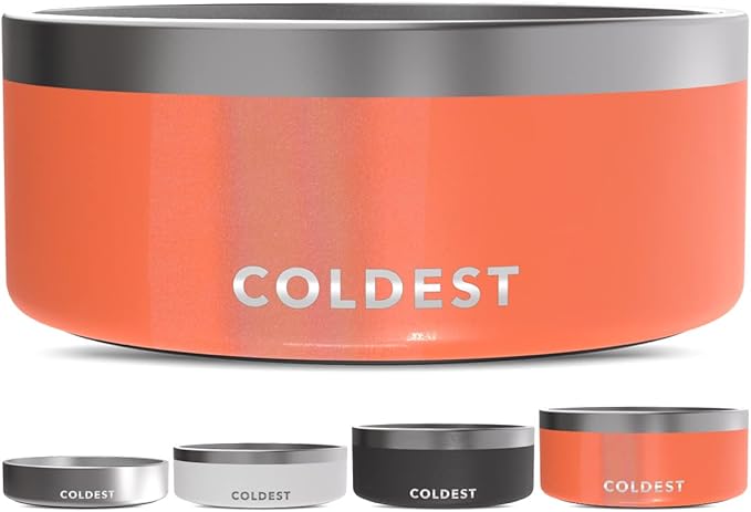 Coldest Dog Bowl - Anti Rust Metal, Non Slip, 3 Layers Insulated Stainless Steel Dog Bowls - Spill Proof & Heavy Duty - Water Bowl for Dogs, Cats & Pets, Dish Washer Safe (100 oz, Candy Red Glitter)