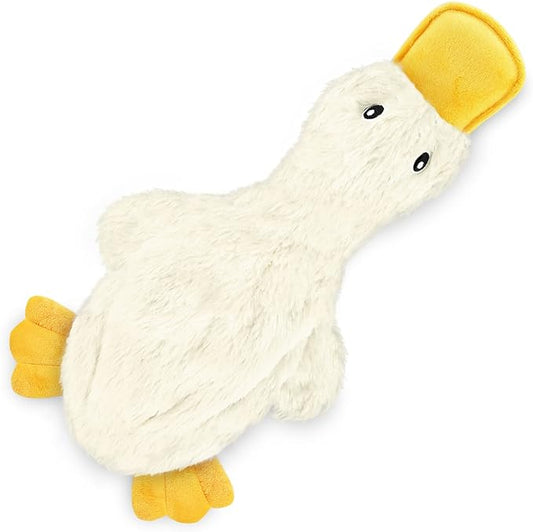 Best Pet Supplies Crinkle Dog Toy for Small, Medium, and Large Breeds, Cute No Stuffing Duck with Soft Squeaker, Fun for Indoor Puppies and Senior Pups, Plush No Mess Chew and Play - White